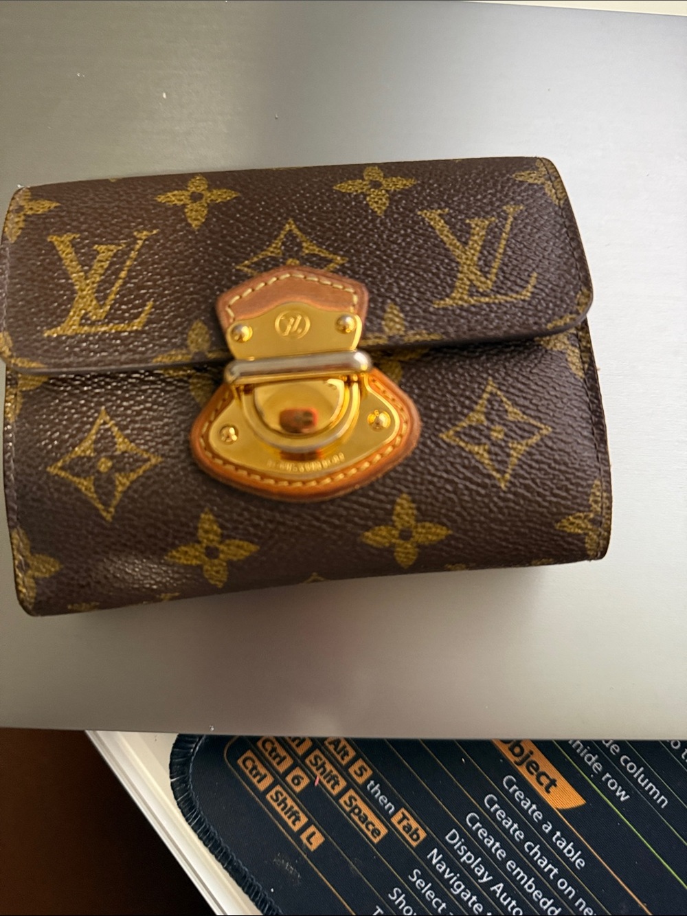 100% Authentic Louis Vuitton Monogram Small Wallet with Gold Hardware